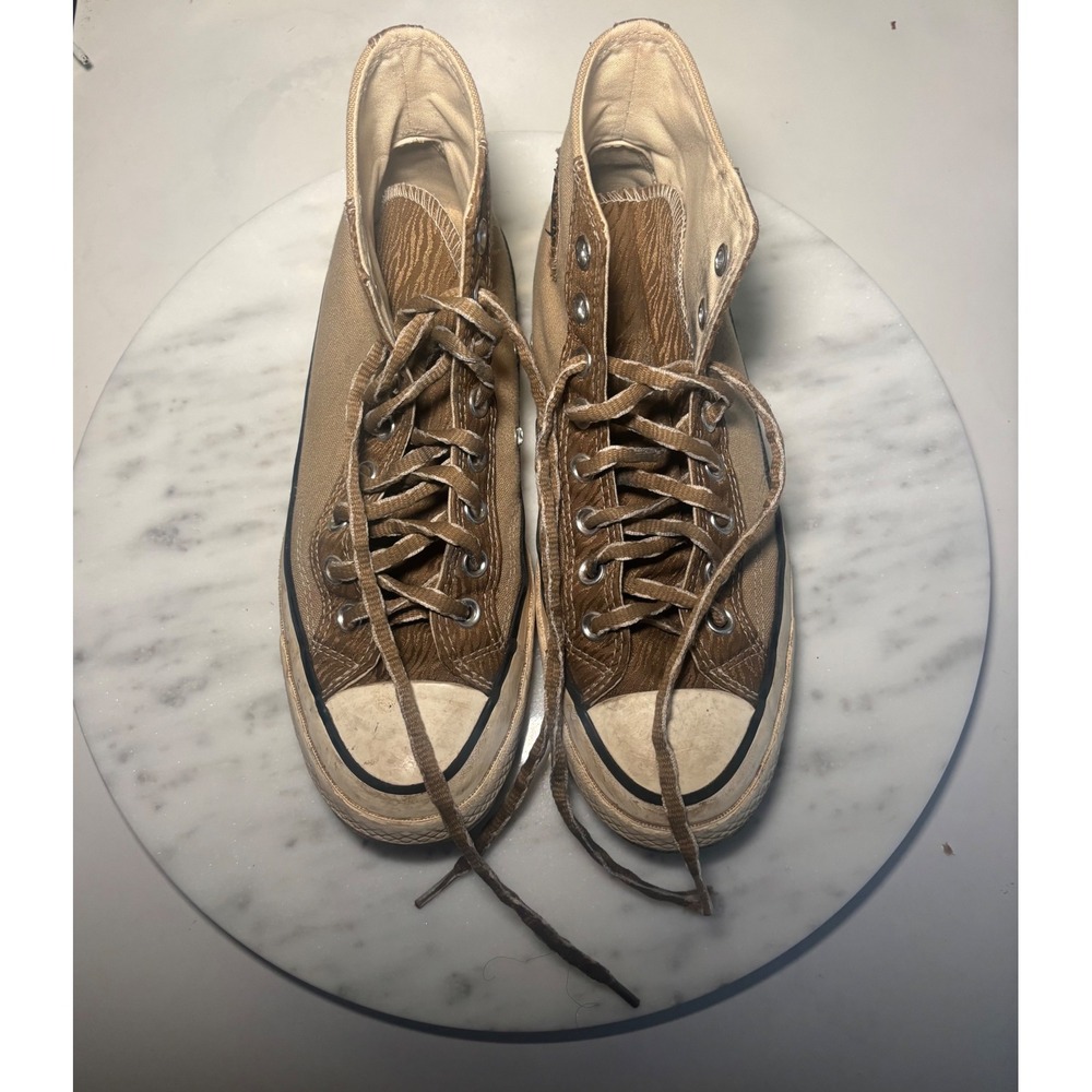 Converse Chuck Taylor All Star High Top Sneakers Tan Brown Textured Woodgrain 9‎